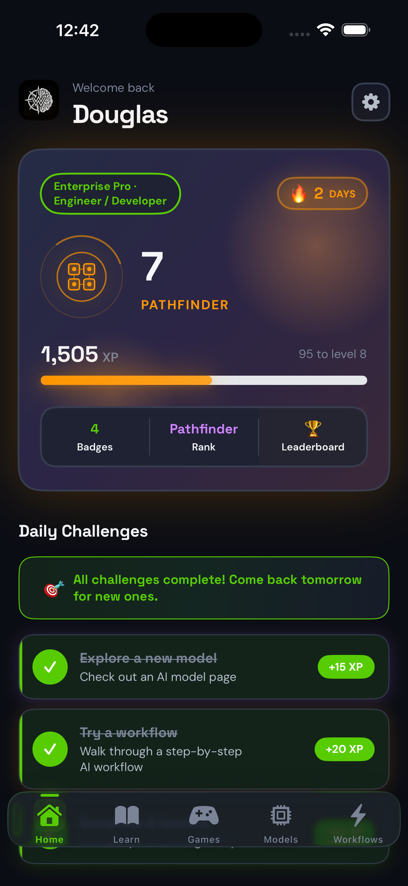 Wayfind home screen on iPhone